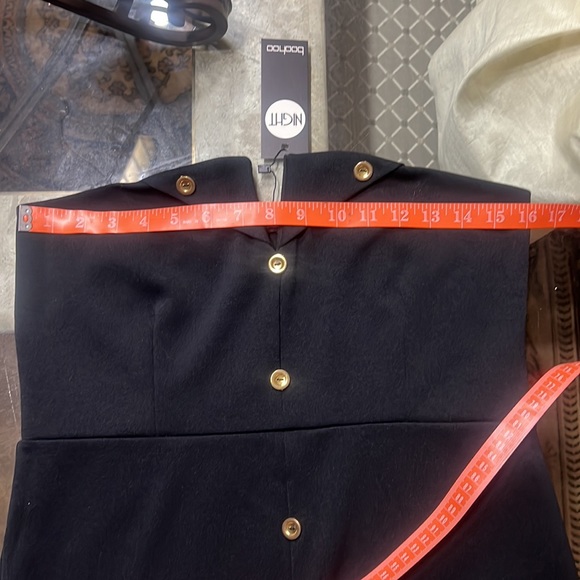 Boohoo Night Bandeau Thigh Maxi Black Dress Button Down V Cut Neckline - Picture 10 of 11